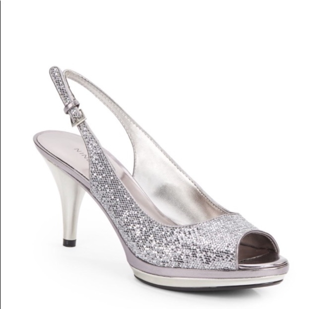 Sharina Glittery Peep-toe Slingback Nine West